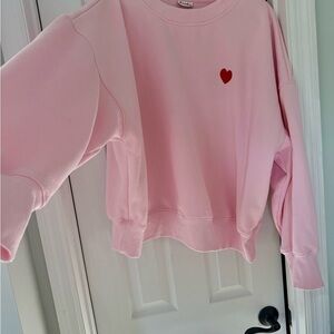 Arula Pink Heart Embroidered Sweatshirt